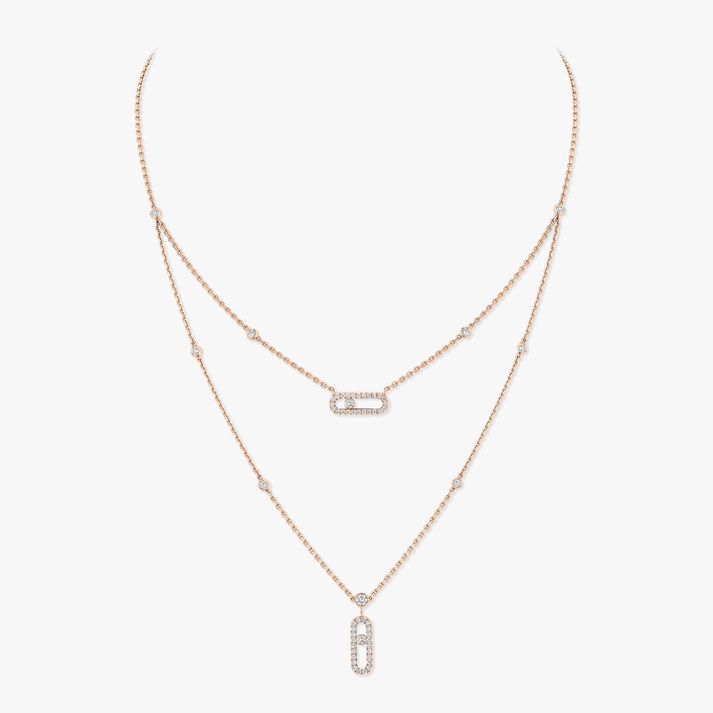 Messika Move Uno 2 Rows Pavé , Gold-Diamond Necklace