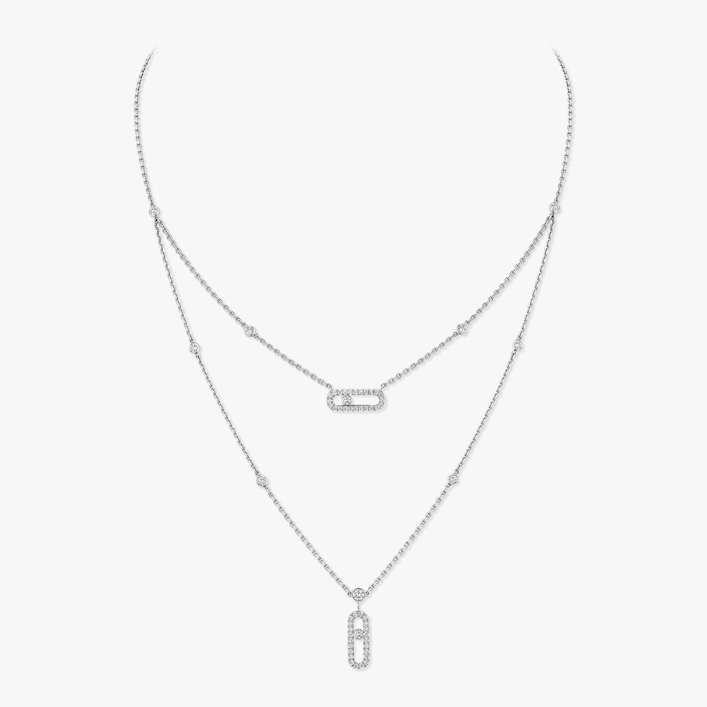 Messika Move Uno 2 Rows Pavé , Gold-Diamond Necklace