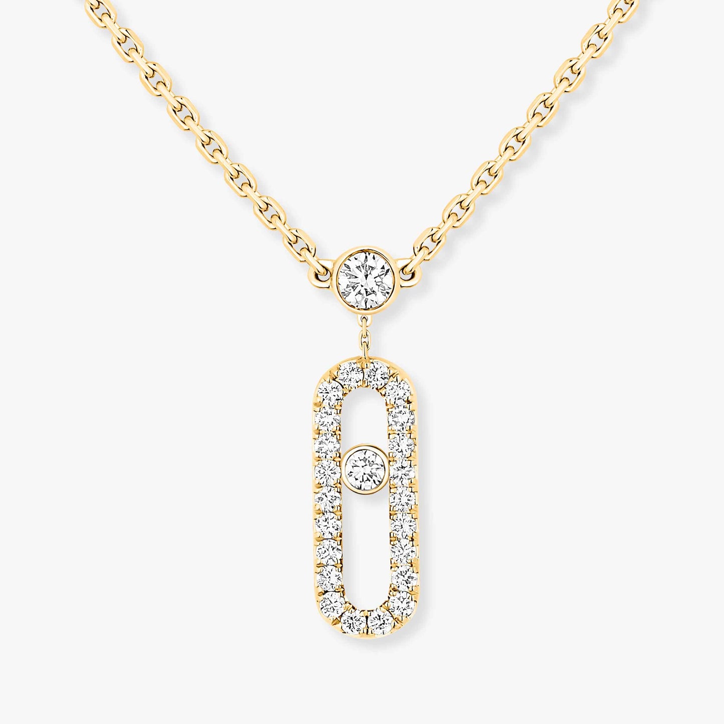 Messika Move Uno 2 Rows Pavé , Gold-Diamond Necklace