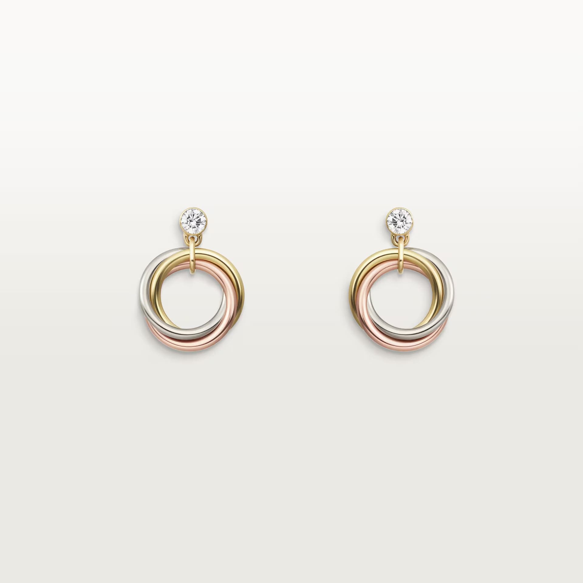 Cartier, Trinity earrings, brilliant-cut diamonds ,Mixed gold