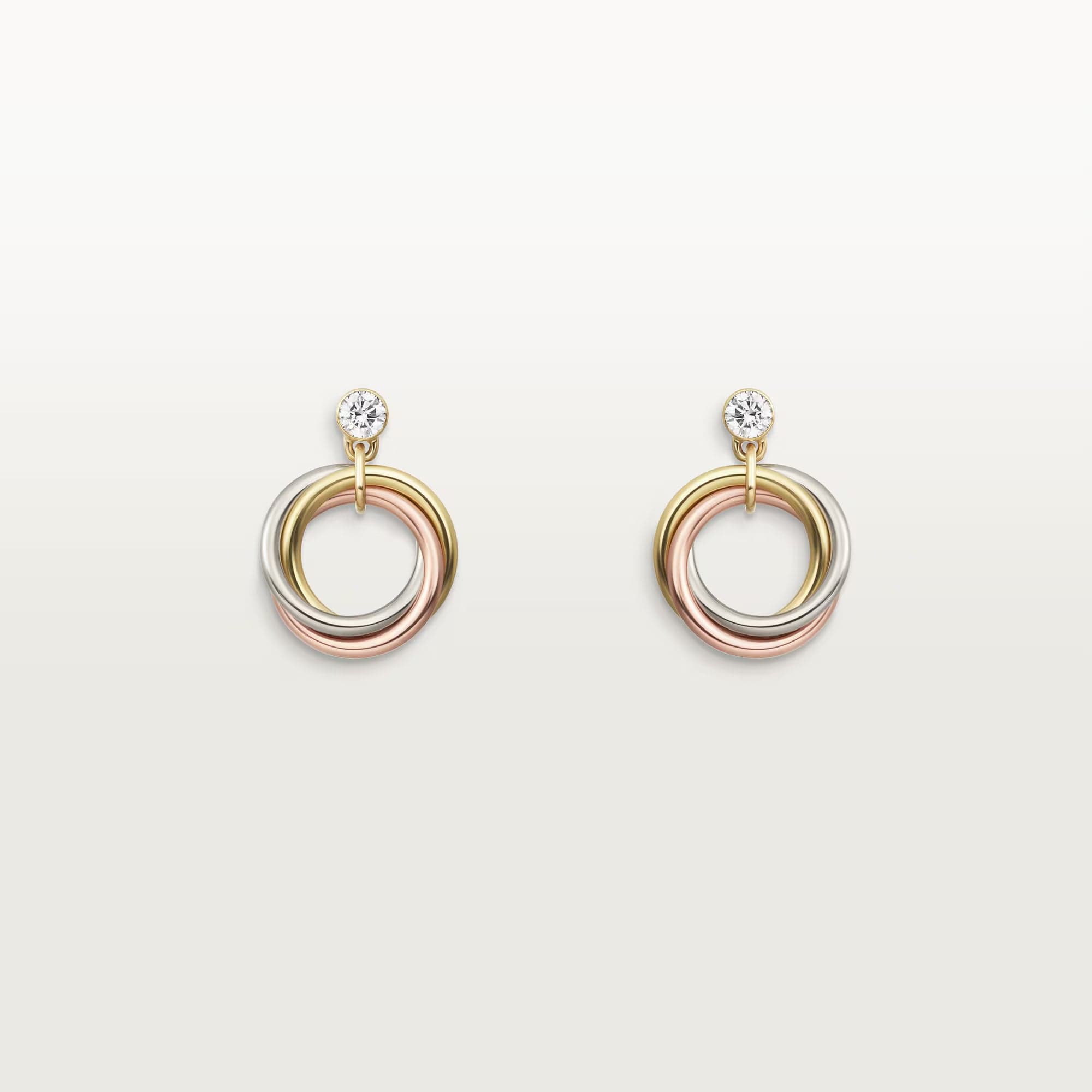Cartier, Trinity earrings, brilliant-cut diamonds ,Mixed gold
