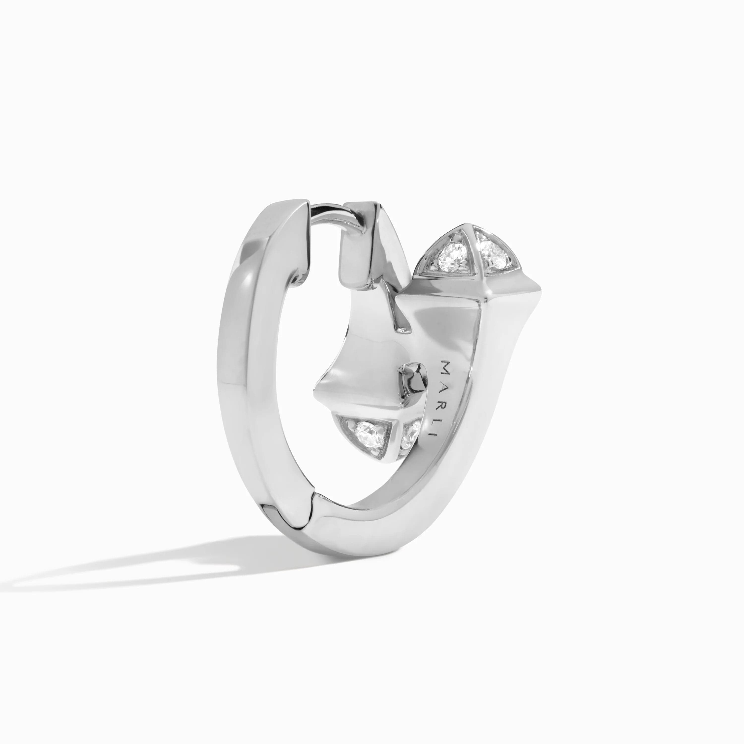 Marli Cleo Full Diamond Huggie Earrings , White gold
