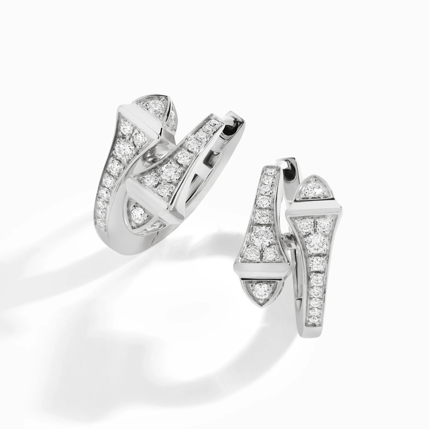 Marli Cleo Full Diamond Huggie Earrings , White gold