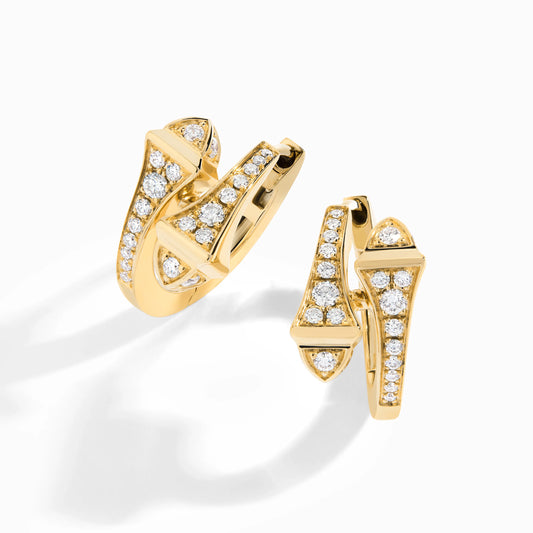 Marli Cleo Full Diamond Huggie Earrings , Yellow gold