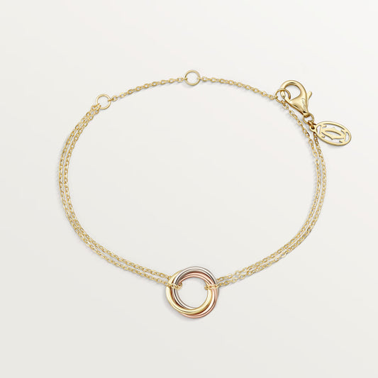 Cartier,Trinity bracelet, on chain,Yellow gold chain with mixed trinity ring