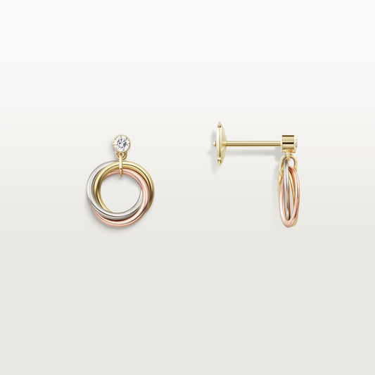 Cartier, Trinity earrings, brilliant-cut diamonds ,Mixed gold