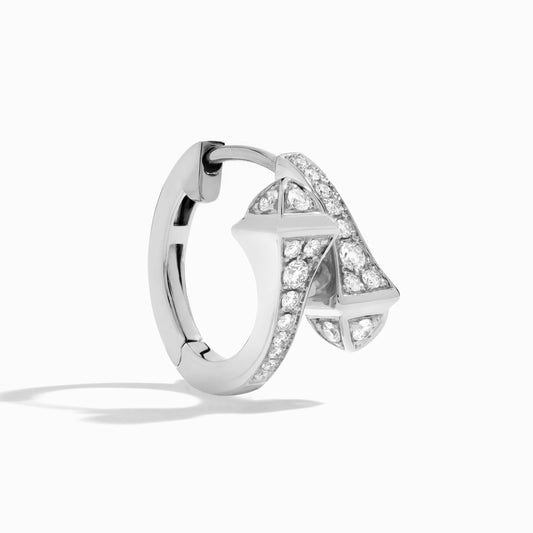 Marli Cleo Full Diamond Huggie Earrings , White gold