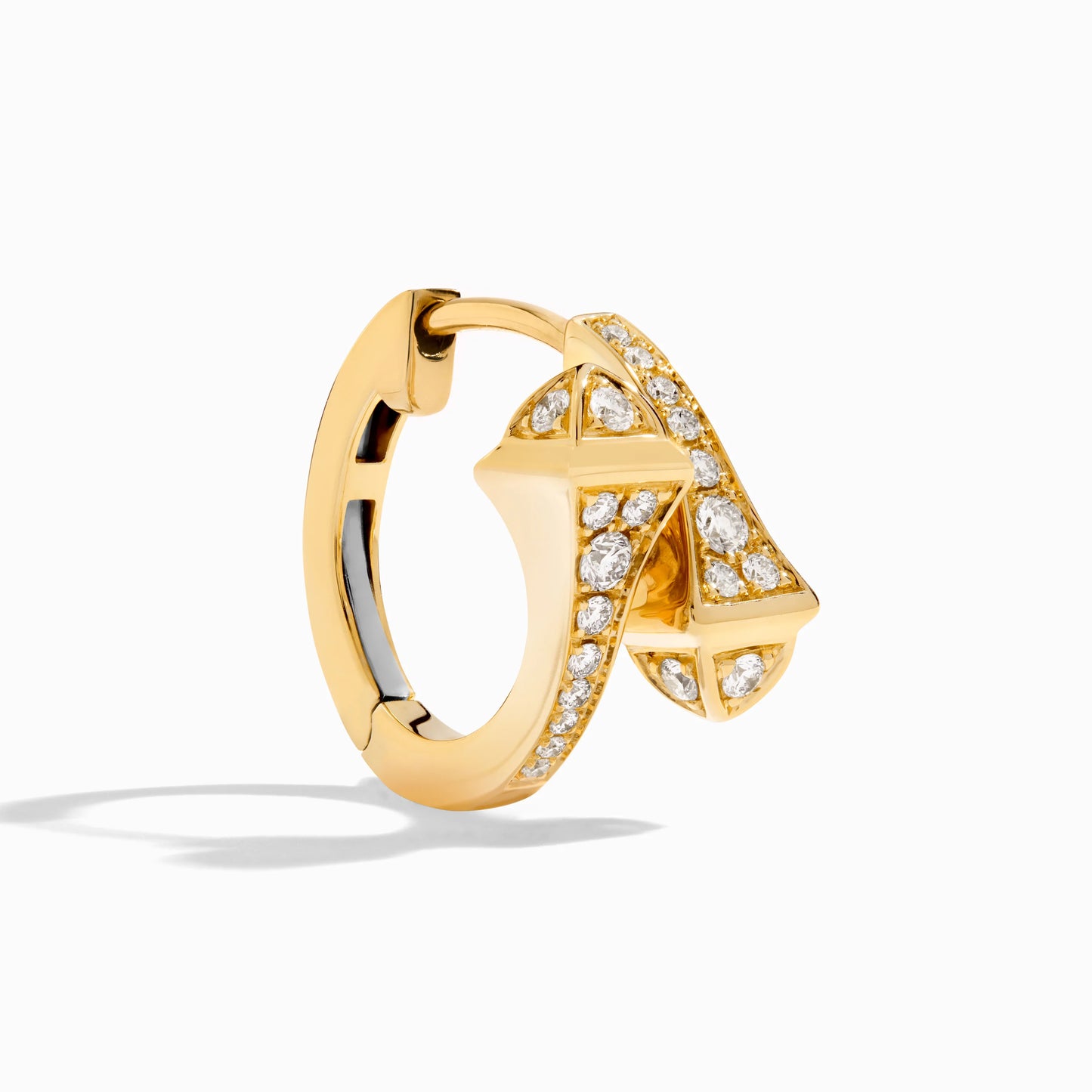 Marli Cleo Full Diamond Huggie Earrings , Yellow gold