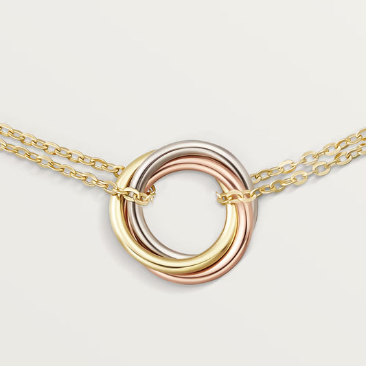 Cartier,Trinity bracelet, on chain,Yellow gold chain with mixed trinity ring