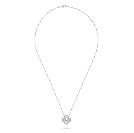 Van cleef ,Necklace ,Vintage Alhambra pendant ,White gold