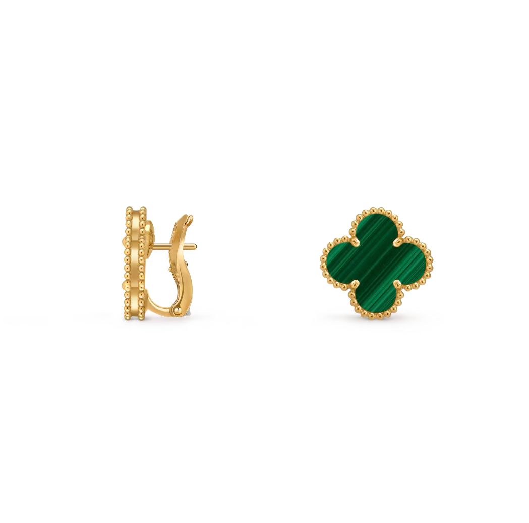 Van Cleef Vintage Alhambra earrings 18K yellow gold, Malachite