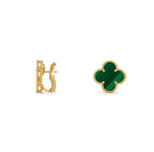 Van Cleef Vintage Alhambra earrings 18K yellow gold, Malachite