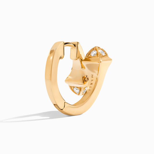 Marli Cleo Full Diamond Huggie Earrings , Yellow gold