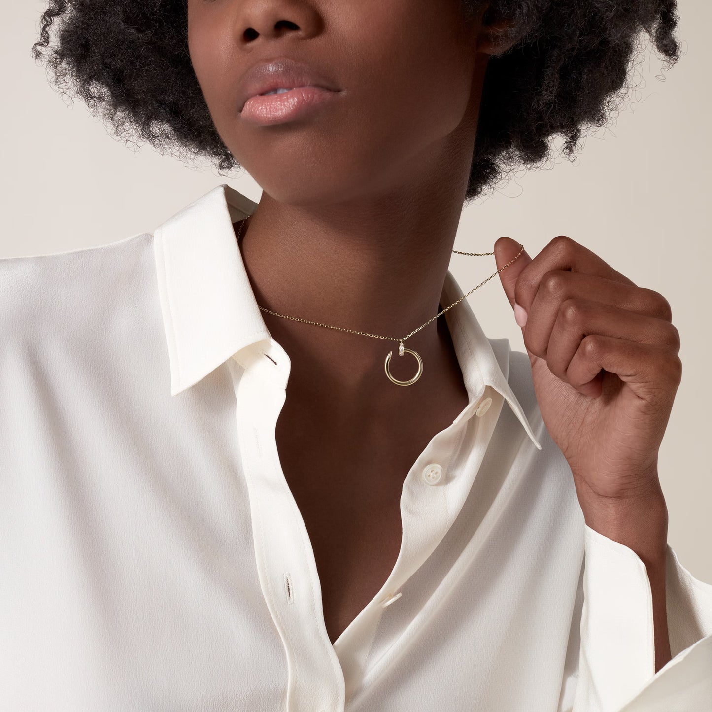 Cartier, Necklace , Juste un Clou pendant, diamonds ,Yellow gold