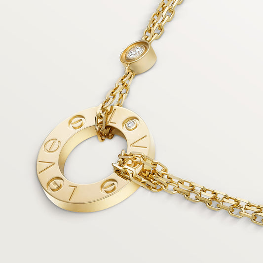 Cartier necklace, LOVE pendant, 2 Diamonds - Gold