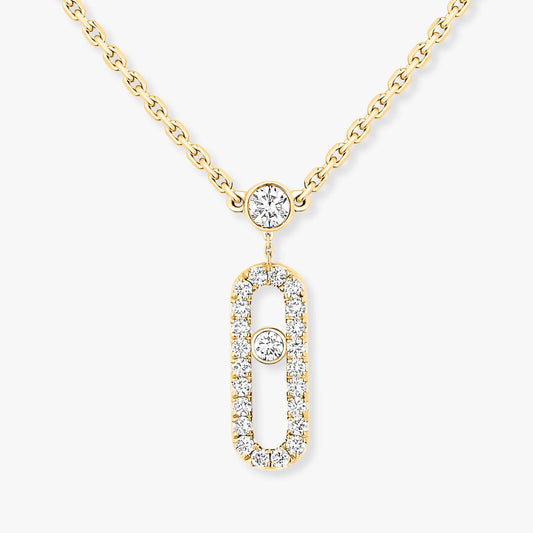 Messika Move Uno 2 Rows Pavé , Gold-Diamond Necklace