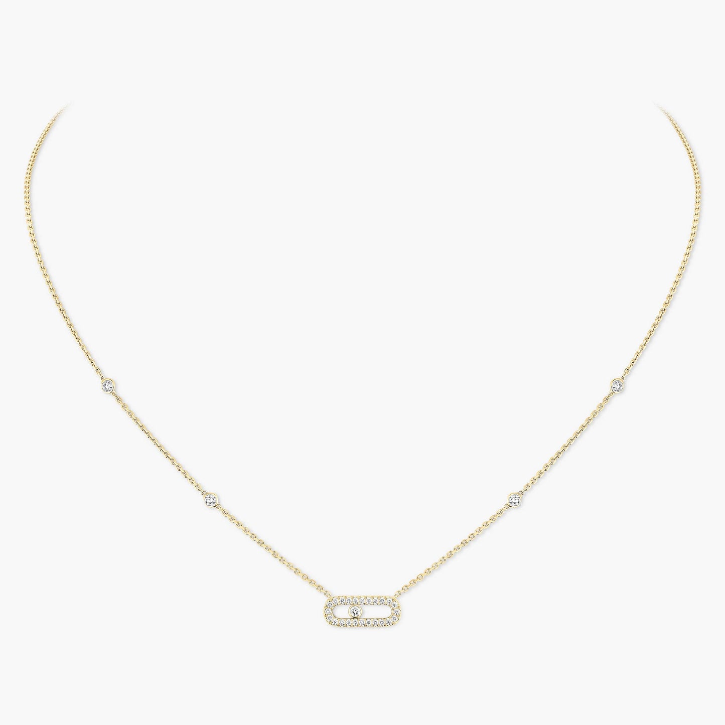 Messika Move Uno Pavé , Gold-Diamond Necklace